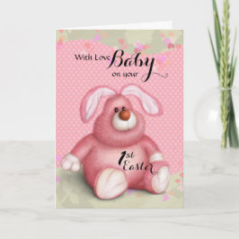 Tarjeta Festiva Bebé/1ra Pascua - conejito rosado