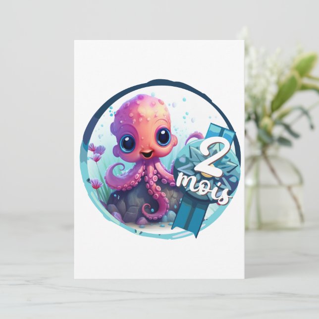 Tarjeta Festiva Bébé - 2 mois (Anverso de pie)