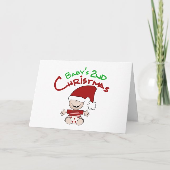 Tarjeta Festiva Bebé 2 Navidades camisetas y regalos (Anverso)