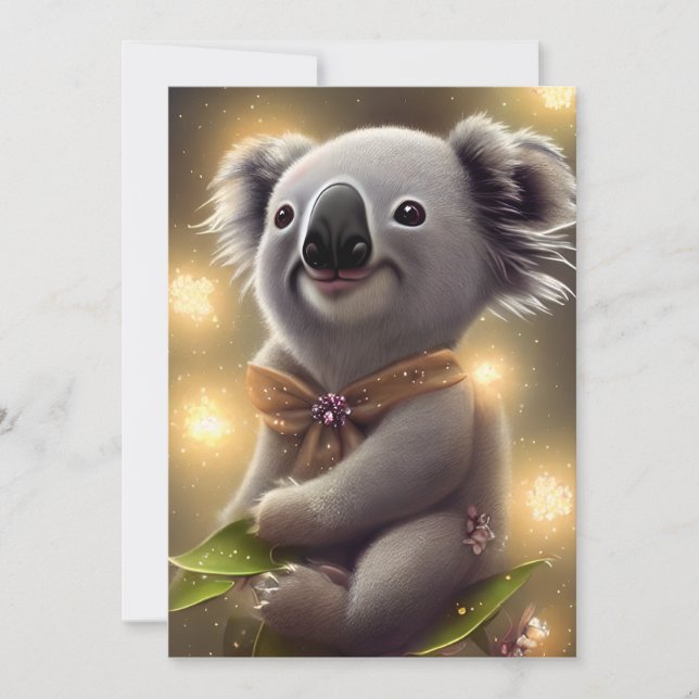 Tarjeta Festiva Bebé Adorable Sonriendo Oso Koala (Anverso)