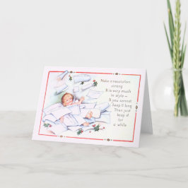 Tarjeta Festiva Bebé Año Nuevo Holly Angel Cherub