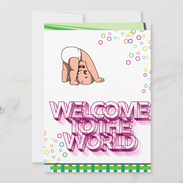 Tarjeta Festiva bebé de felicitación por nacimiento (Anverso)