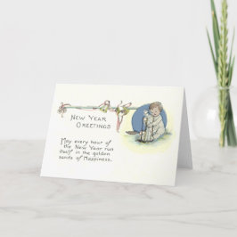 Tarjeta Festiva Bebé de vidrio para vidrio de Año Nuevo