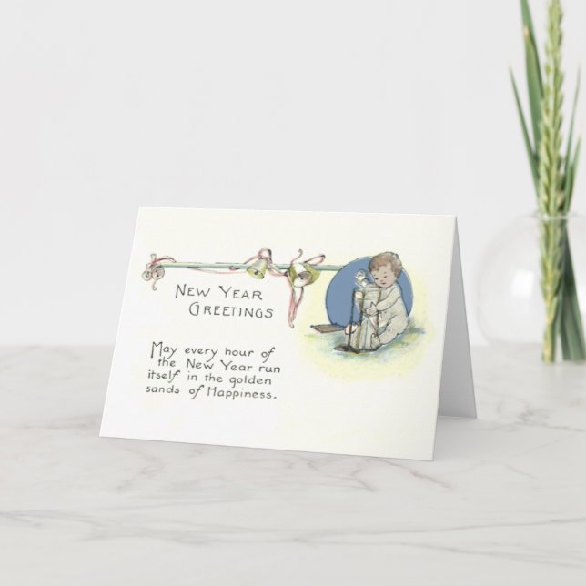 Tarjeta Festiva Bebé de vidrio para vidrio de Año Nuevo (Anverso)