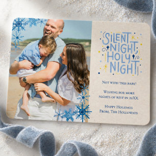 Tarjeta Festiva Bebé Divertido Azul Noche Silenciosa Una Foto