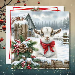 Tarjeta Festiva Bebé festivo lindo en los Navidades de la granja