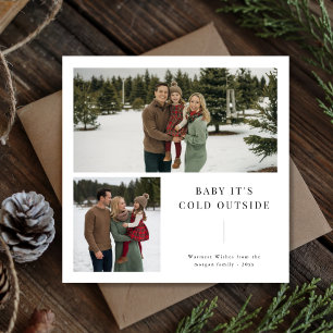 Tarjeta Festiva Bebé, frío fuera de la familia 2 Navidades de foto