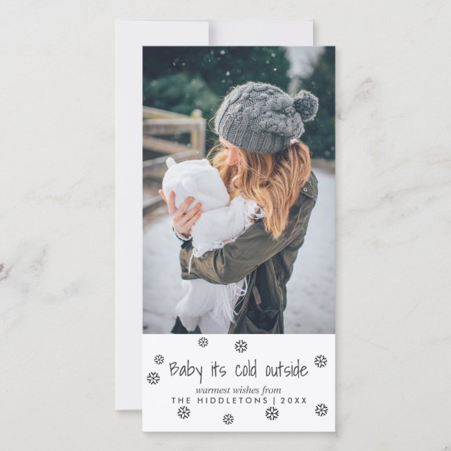 Tarjeta Festiva Bebé, frío fuera de la simple escritura de fotos d (Anverso)