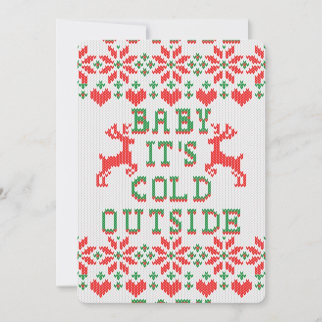 Tarjeta Festiva Bebé, frío fuera, Navidades feos, estilo dulce (Anverso)