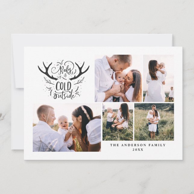 Tarjeta Festiva Bebé, hace frío fuera de la fiesta de los Navidade (Anverso)