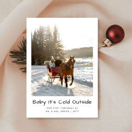 Tarjeta Festiva Bebé, hace frío fuera del paseo a caballo, foto re