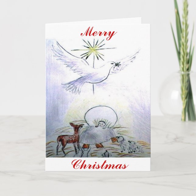 Tarjeta Festiva Bebé Jesús de la paloma (Anverso)