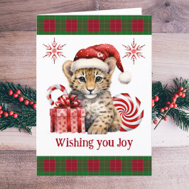 Tarjeta Festiva Bebé lindo Cheetah Cub Gran Gato Navidades Alegría
