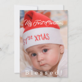 Tarjeta Festiva Bebé lindo mi primer sombrero de Papá Noel