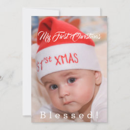 Tarjeta Festiva Bebé lindo mi primer sombrero de Papá Noel