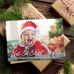Tarjeta Festiva Bebé lindo no tan silencioso Navidades de fotos