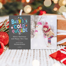 Tarjeta Festiva Bebé moderno frío afuera de la foto gris carbón ve