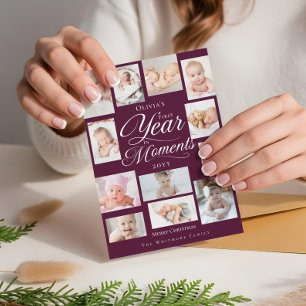 Tarjeta Festiva Bebé primer año en momentos Collage de fotos mínim