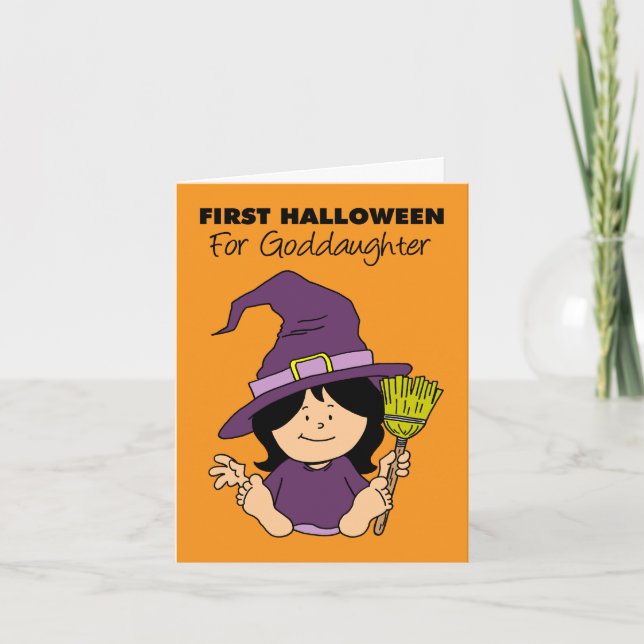 Tarjeta Festiva Bebé primera diosa Personalizado de Halloween Bruj (Anverso)