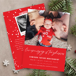 Tarjeta Festiva Bebé primero, pequeños besos de Navidad, lindo nac