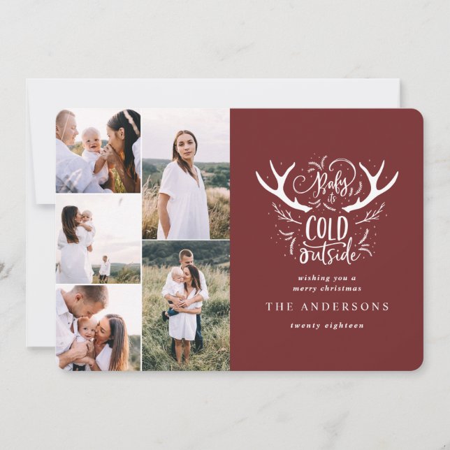 Tarjeta Festiva Bebé, son Navidades multifoto fríos (Anverso)