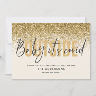 Tarjeta Festiva Bebé, su cacareo afuera de Navidades purpurinas gr