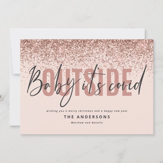 Tarjeta Festiva Bebé, su cacareo afuera de Navidades purpurinas gr (Anverso)