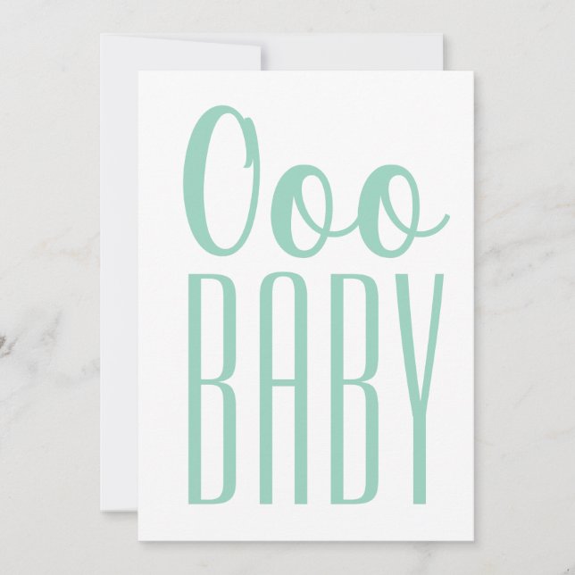 Tarjeta Festiva Bebé verde en blanco: niño pequeño o ducha saludo (Anverso)