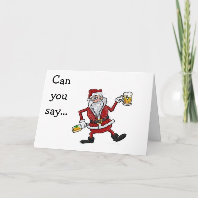 TARJETA FESTIVA BEBER SANTA DICE COMER, BEBER / SER FELIZ (Anverso)