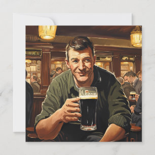 Tarjeta Festiva Beber Stout En Un Pub Dublín