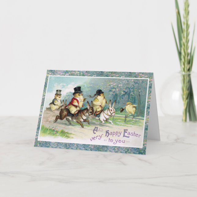 Tarjeta Festiva Bebés en una cacería de inglés en la Semana Santa' (Anverso)