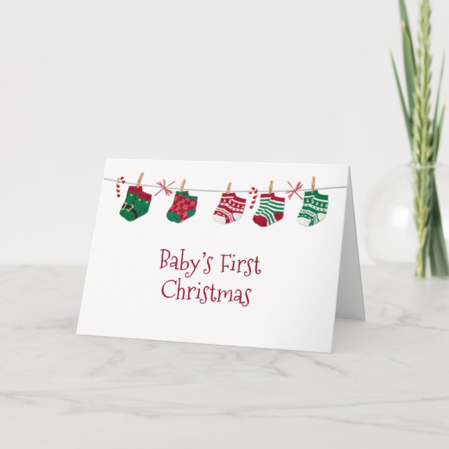 Tarjeta Festiva Bebés, primeros Navidades del bebé (Anverso)