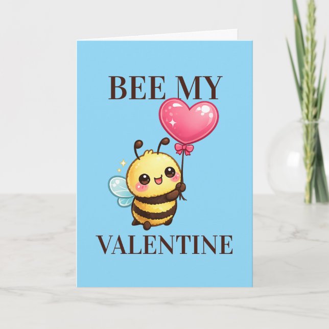 Tarjeta Festiva Bee be My Valentine Pun Humor (Anverso)