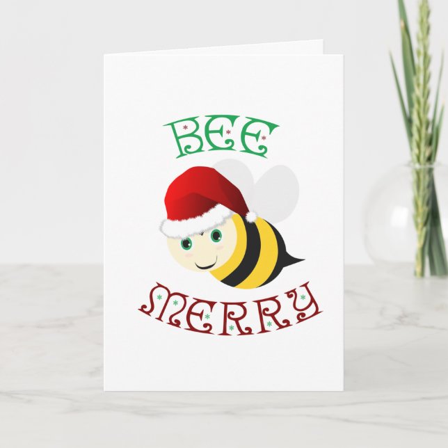 Tarjeta Festiva Bee Merry (Anverso)