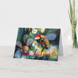 Tarjeta Festiva ¡Bee Merry! (¡Abejas de miel con alegría navideña!