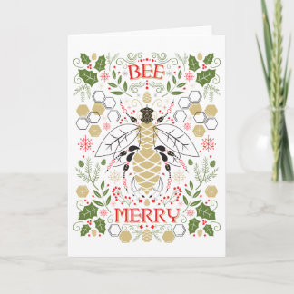 Tarjeta Festiva Bee Merry Holiday Card