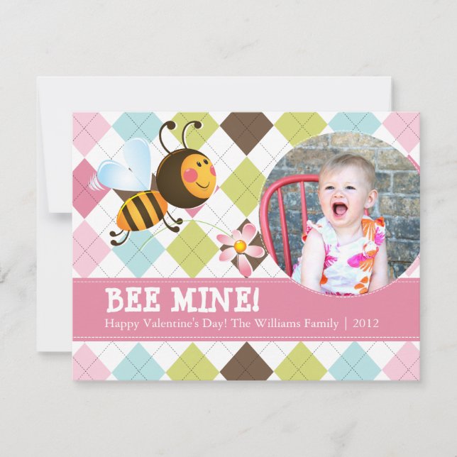 Tarjeta Festiva Bee Mine | El día de San Valentín (Anverso)