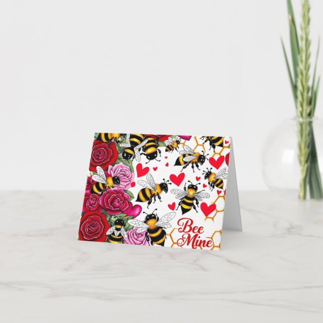 Tarjeta Festiva Bee Mine Sweet Honeycomb Blooms (Anverso)