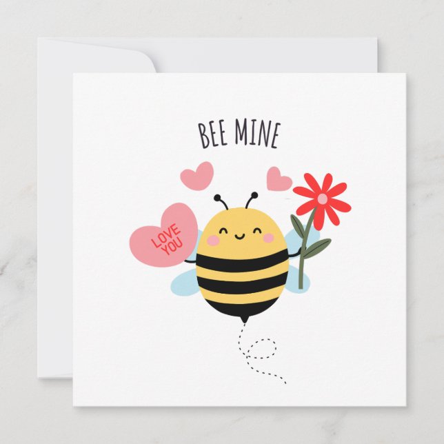 Tarjeta Festiva Bee Mine Valentine Flat Card (Anverso)