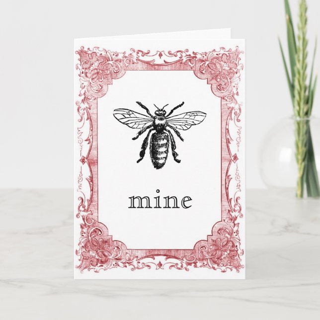 Tarjeta Festiva Bee Mine Vintage Valentine (Anverso)