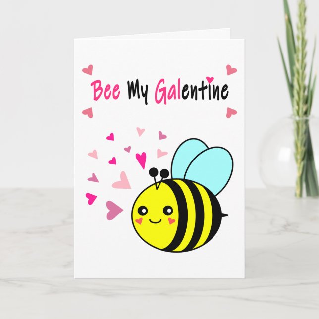 Tarjeta Festiva Bee My Galentine Cute El día de San Valentín (Anverso)
