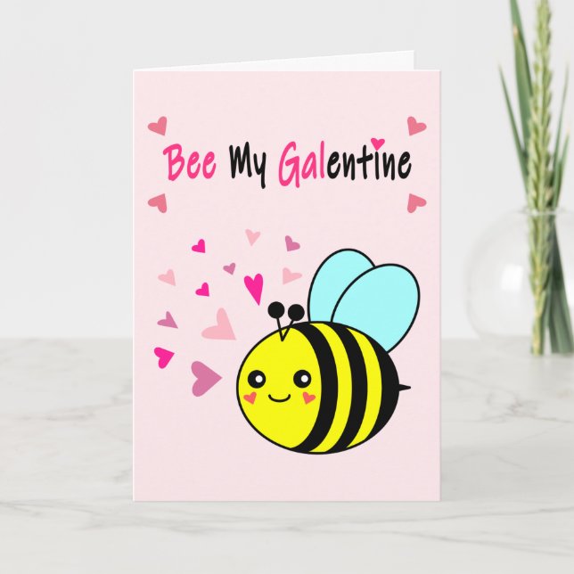 Tarjeta Festiva Bee My Galentine Cute El día de San Valentín (Anverso)