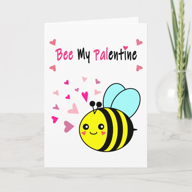 Tarjeta Festiva Bee My Palentine Cute El día de San Valentín (Anverso)