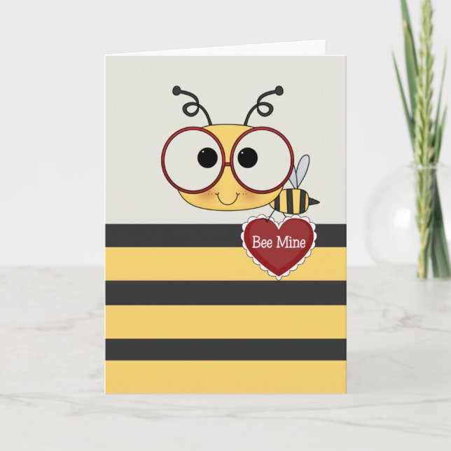 Tarjeta Festiva Bee My Valentine (Anverso)
