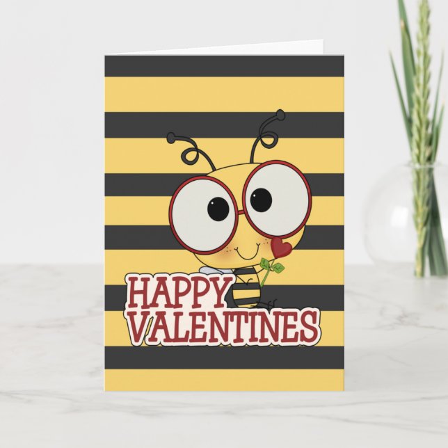 Tarjeta Festiva Bee My Valentine (Anverso)