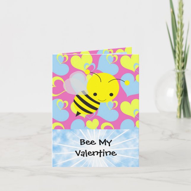 Tarjeta Festiva Bee My Valentine (Anverso)