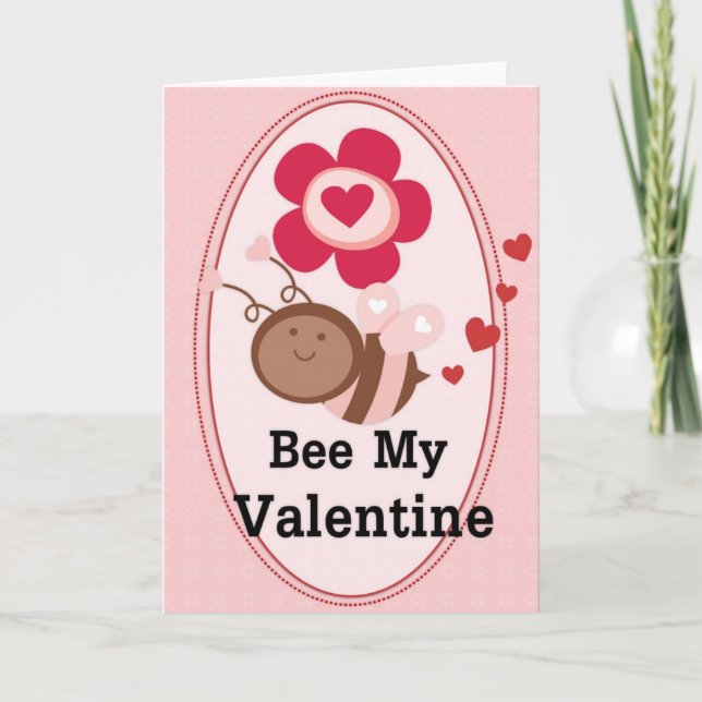 Tarjeta Festiva Bee My Valentine Bumble Bee Greet Card (Anverso)