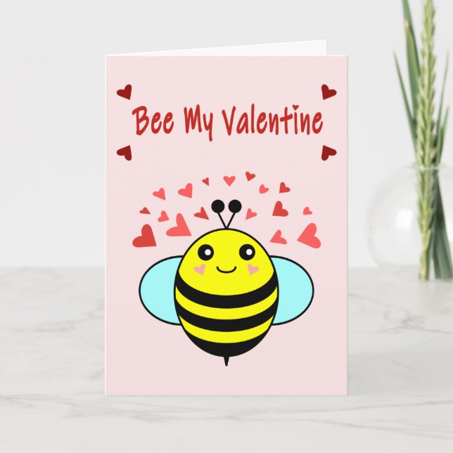 Tarjeta Festiva Bee My Valentine - El día de San Valentín Cute Bee (Anverso)
