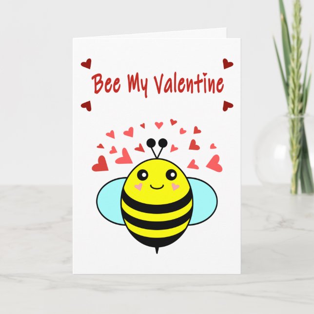 Tarjeta Festiva Bee My Valentine - El día de San Valentín Cute Bee (Anverso)