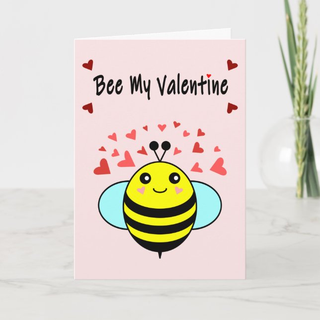 Tarjeta Festiva Bee My Valentine - El día de San Valentín Cute Bee (Anverso)